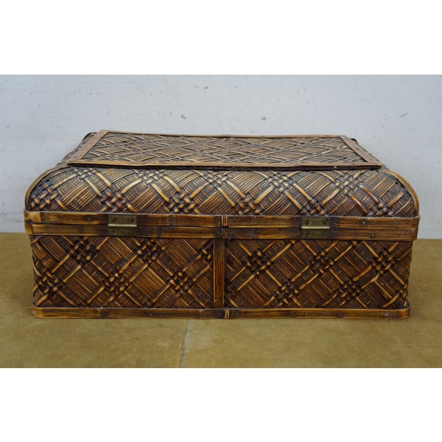 Brown Late 20th Century 3 Japanese Woven Wicker Rattan Yanagigori Graduated Nesting Boxes 20" For Sale - Image 8 of 13