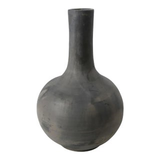 Chandra Black Earth Pottery Vase For Sale