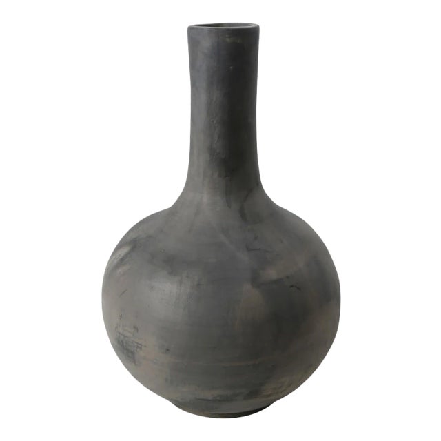 Chandra Black Earth Pottery Vase For Sale