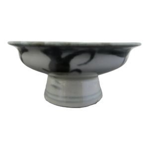 Chinese Small Hand Painted Porcelain Offering Pedestal Tazza or Condiment Dish