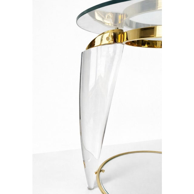 Italian Acrylic and Brass Side Table, 1960s For Sale - Image 12 of 15