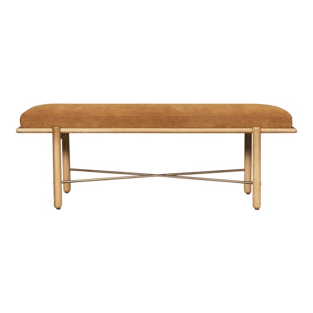 Halls Bench, Cognac Suede For Sale