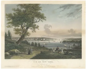 View of New York City from Weehawken, 1834, Hand-Colored Aquatint Print