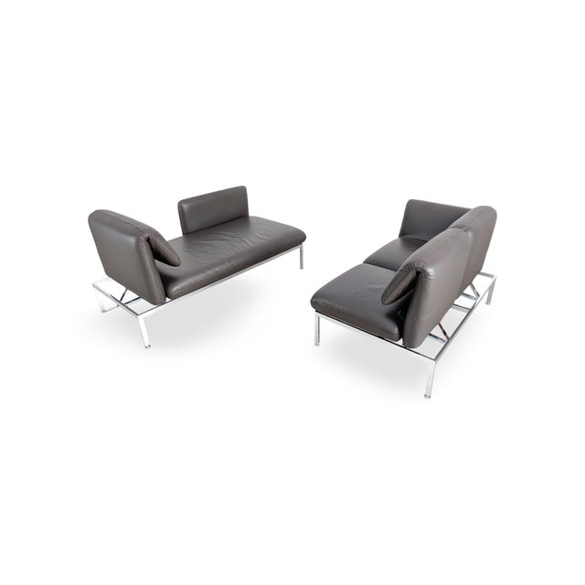 Roro Corner Couch in Leather Grey from Brühl, Set of 2 For Sale - Image 6 of 13