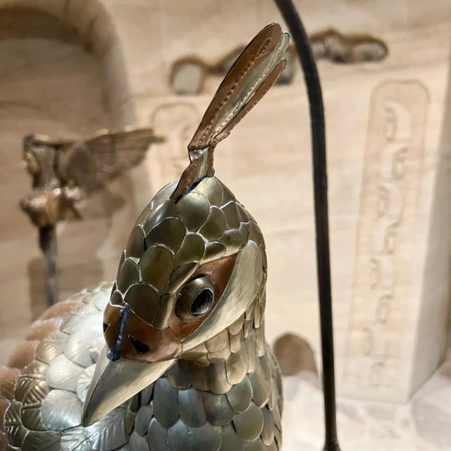 Sergio Bustamante 1970s Sergio Bustamante Mixed Metal Cockatiel Perched on Swing Mexico For Sale - Image 4 of 12