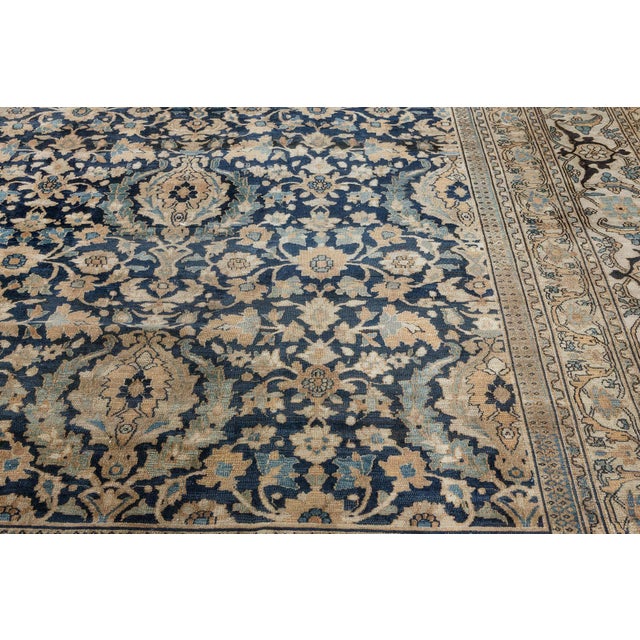 Beige 19th Century Persian Meshad Botanic Handwoven Wool Rug For Sale - Image 8 of 8
