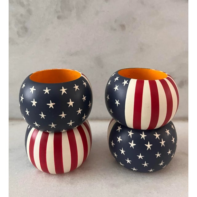 Set of 4 Stars & Stripes Napkin Rings by Lenox For Sale In Austin - Image 6 of 9