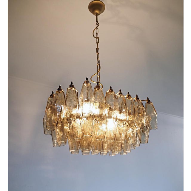 Murano Poliedri Chandelier in Smoked Glasses by Carlo Scarpa, 1990 For Sale - Image 4 of 16