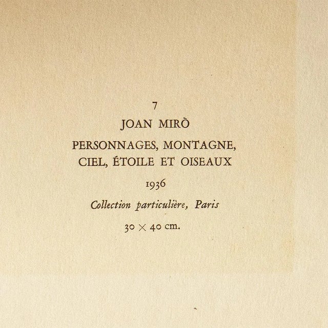1940s 1940s After Joan Miró, "Characters, Mountain, Sky, Star" First Edition Swiss Offset Lithograph For Sale - Image 5 of 8