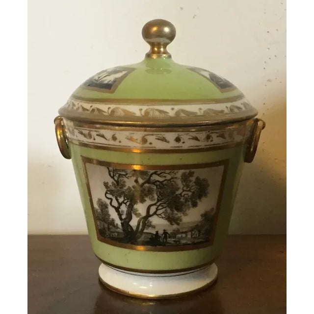 1800 Antique Paris Porcelain Sucrier Decorated with en Grisaille Landscape For Sale - Image 10 of 13