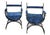 Mid-Century Modern Savonarola Chairs with Blue Velvet Upholstery, 1960s, Set of 2 For Sale - Image 9 of 11