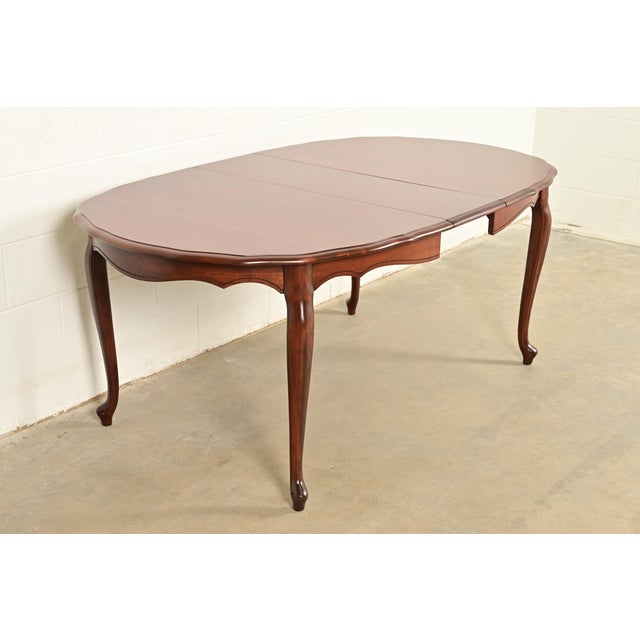Brown Kindel Furniture French Provincial Louis XV Carved Cherry Wood Extension Dining Table, Newly Refinished For Sale - Image 8 of 16