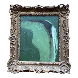 2024 Amanda Carol Collection Green Abstract Oil Painting in Fine French Antique Frame For Sale