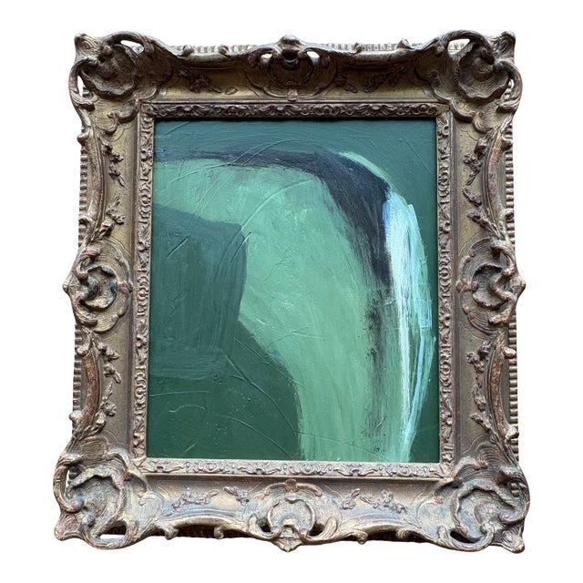 2024 Amanda Carol Collection Green Abstract Oil Painting in Fine French Antique Frame For Sale