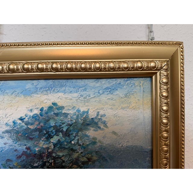 Paint Vintage Impressionist Landscape Oil Painting Floral Meadow Countryside Scene For Sale - Image 7 of 10
