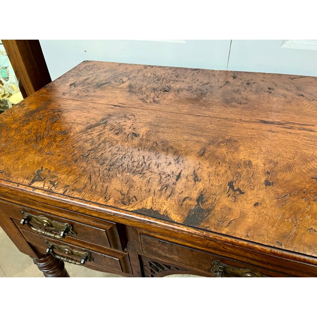 Antique Burl Wood Writing Desk/Vanity For Sale - Image 11 of 12