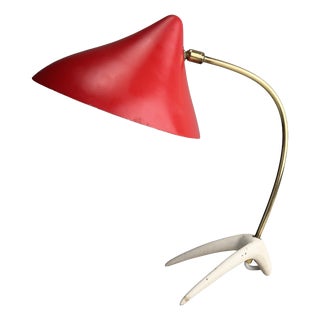 Red Table Lamp with White Crows Foot by Cosack, Germany, 1950s For Sale