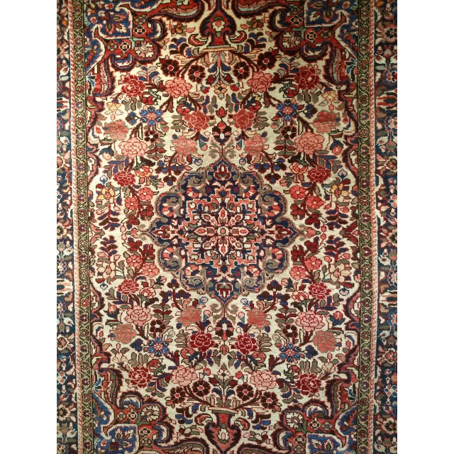 Vintage Malayer Rug, Hand-Knotted Wool, Floral Pattern, 5x7, Ivory & Navy For Sale - Image 16 of 18