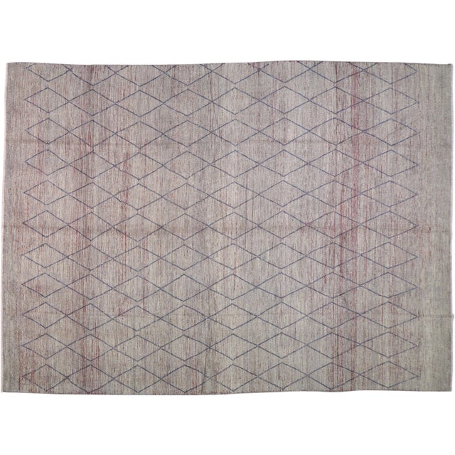 Textile Moroccan Hand Knotted Rug With Natural Color Organic Wool and Soft Texture,10'4"x14'2" For Sale - Image 7 of 7