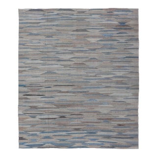 Hand Woven Diamond Modern Kilim Geometric by Keivan Woven Arts 8'10 X 11'10 For Sale