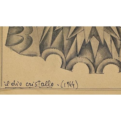 Fortunato Depero, The Crystal God, Ink Drawing on Paper, 1944 For Sale - Image 4 of 5