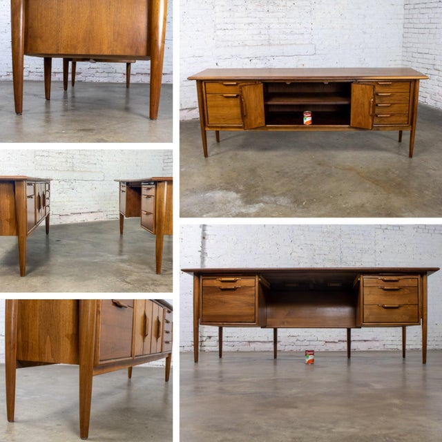 Mid-20th Century MCM Alma Castilian Series Walnut Credenza & Executive Desk W/Leather Work Surface For Sale - Image 16 of 18