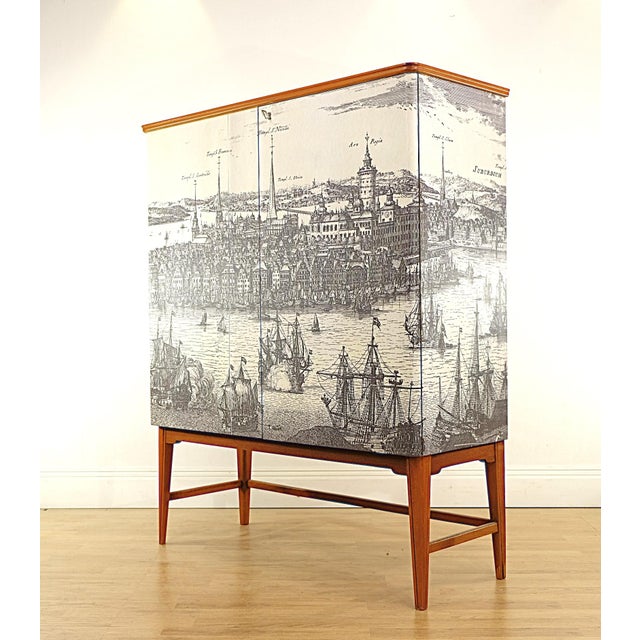 Vintage Cabinet with Illustrations, 1940s For Sale - Image 4 of 10
