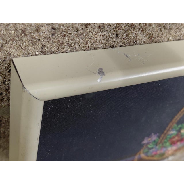 Framed Crewel Work and Inlaid Straw Artwork of a Little Girl For Sale In Greensboro - Image 6 of 8