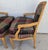 Wood Vintage Louis XV French Provincial Armchairs Plaid Tartan Fauteuil Cabriole Legs For Sale - Image 7 of 16