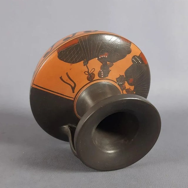 Greek Red and Black Terracotta Amphora Vase, 1950s For Sale - Image 6 of 10