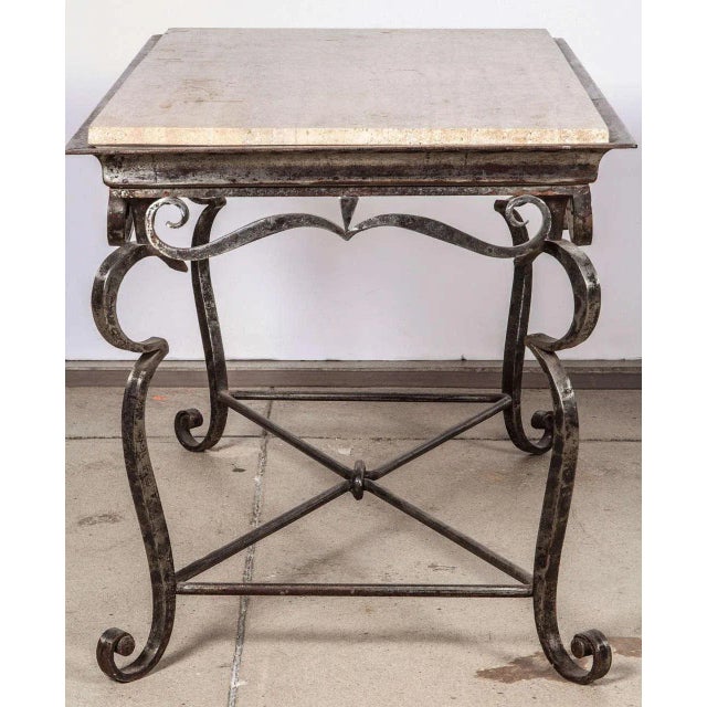 Iron Coffee Table With Travertine Marble Top Chairish