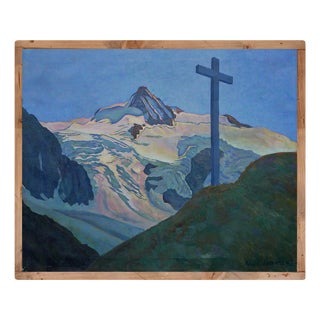 Willi Hans Schwarz, Grossglockner, Austrian Alps, 1920s, Oil Painting on Canvas, Framed For Sale