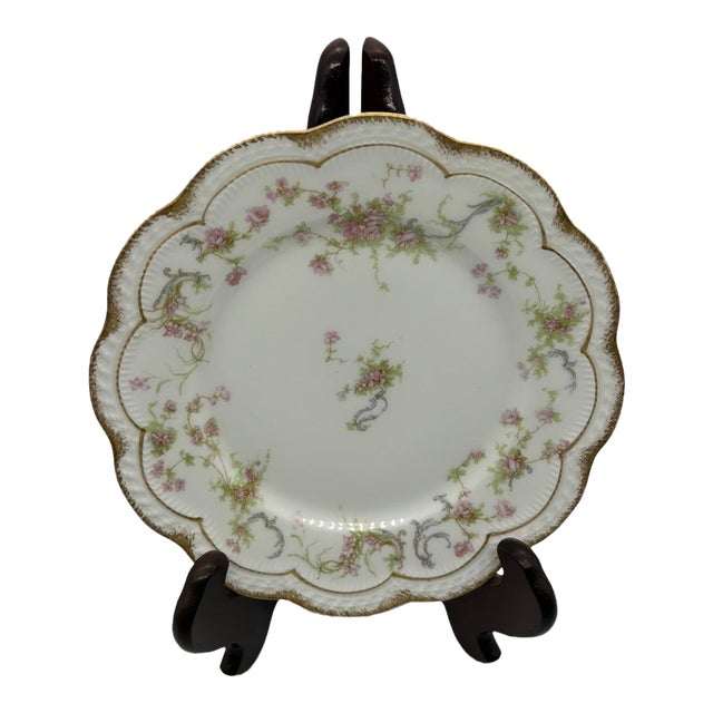 Limoges France,Haviland Plate, Hand Painted Floral and Gilt, With Distribution Mark For Sale