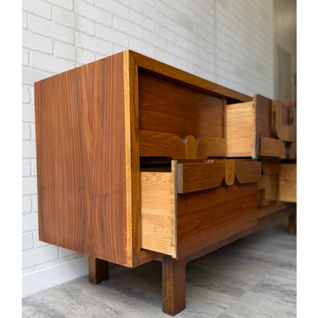 Lane Furniture Brutalist Paul Evans Style Low Dresser Credenza For Sale - Image 9 of 9