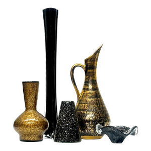 Mixed Black & Gold Textured Vessel Curation - Group of 5
