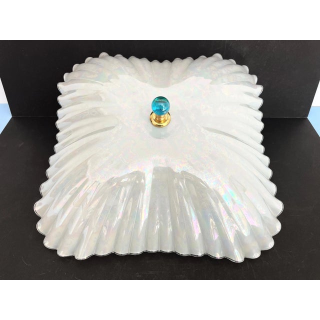 Mid 20th Century Opalescent Fluted Glass Shell Flush Light For Sale - Image 5 of 18