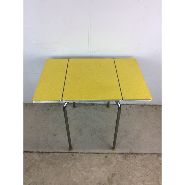 Mid Century Modern Small Yellow Formica Top Table With Two Drop Leafs For Sale - Image 4 of 12