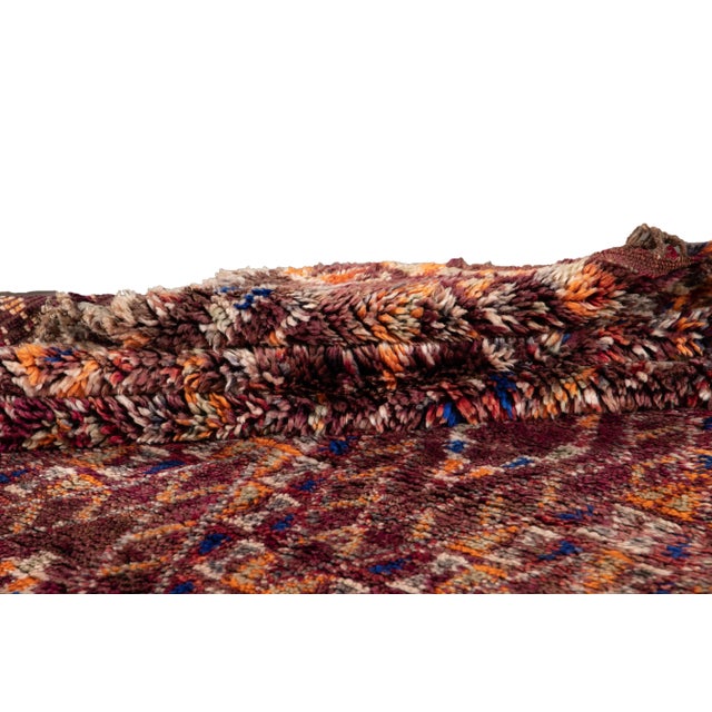 Mid 20th Century Mid-20th Vintage Purple Geometric Moroccan Rug For Sale - Image 5 of 13