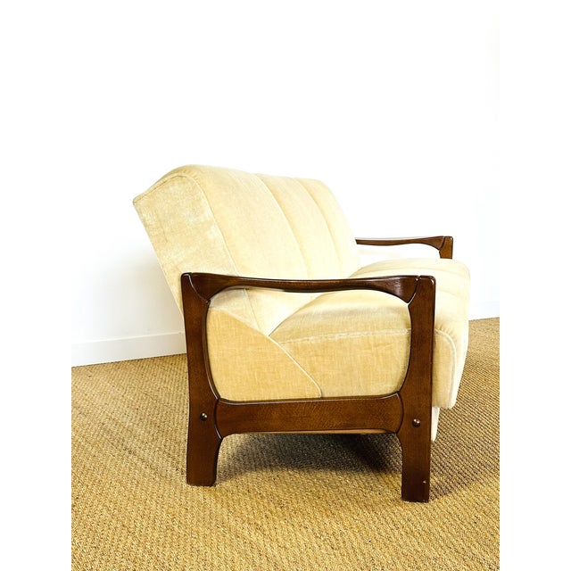 Vintage Scandinavian Velvet Convertible Sofa and Armchair, 1960s, Set of 2 For Sale - Image 17 of 18