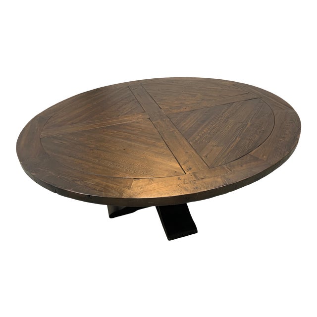 Restoration Hardware Salvaged Wood Trestle 72" Round Dining Table