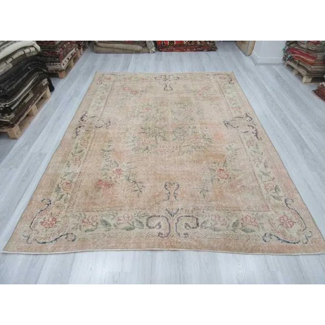 Traditional Vintage Turkish Distressed Rug- 7′5″ × 10′4″ For Sale - Image 3 of 6