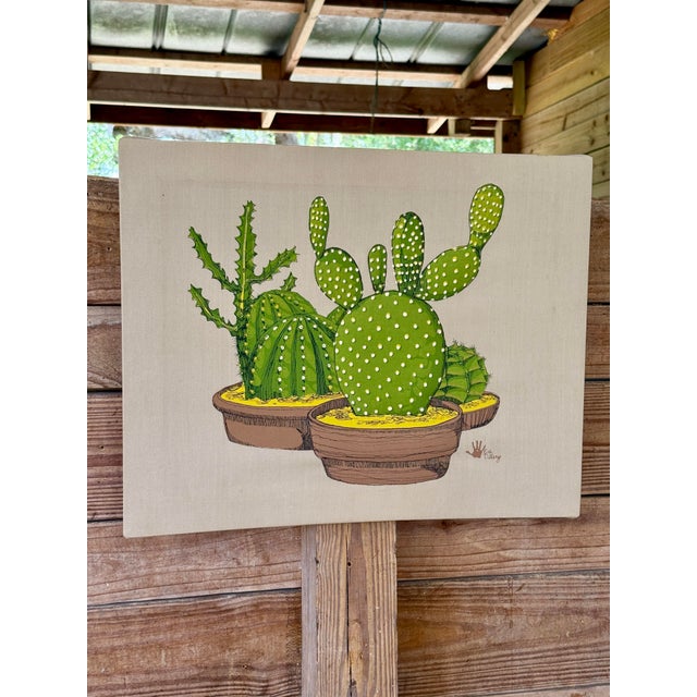 Textile Mid-20th Century Ed Tillary Cactus Textile Wall Hanging For Sale - Image 7 of 10