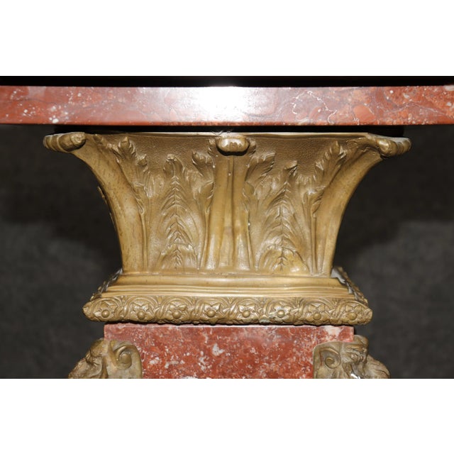 Late 19th Century Superb Antique French Louis XV Rouge Marble and Figural Bronze Maiden Pedestal For Sale - Image 5 of 11