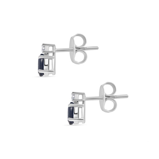 Not Yet Made - Made To Order Art Deco Style Solitaire Diamond Sapphire Stud Earrings Set for Women in 14k Gold For Sale - Image 5 of 12