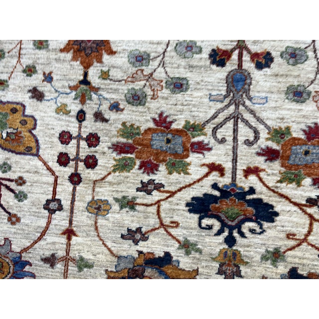 Beige Sultani Persian-Style Floral Natural Dye Wool Area Rug, 8'2" X 9'9" For Sale - Image 9 of 16