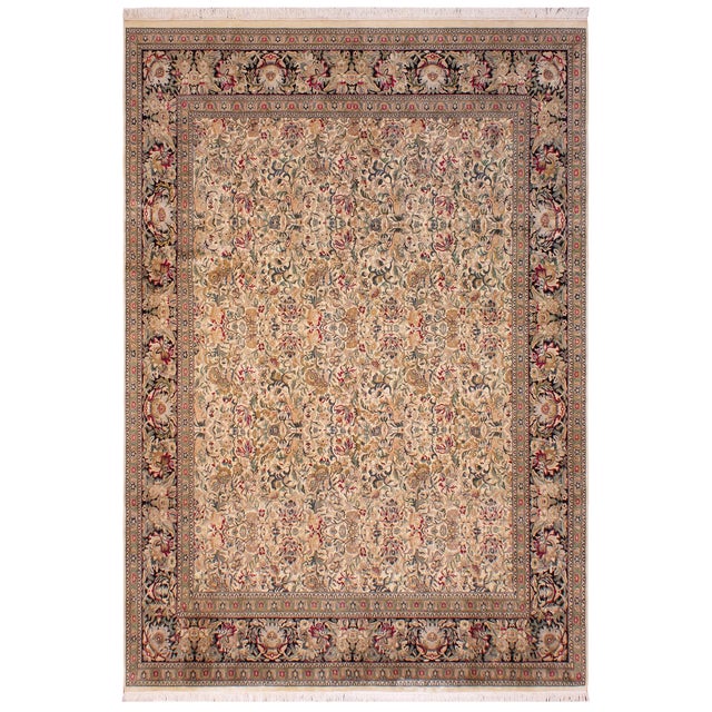 Shabby Chic Pak-Persian Ivory/Black Wool Rug - 9'0'' X 11'0'' For Sale - Image 9 of 9