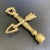 Vintage brass finish metal lampshade finial in the form of a columnar post with a cross arrow. This is the ideal form to...