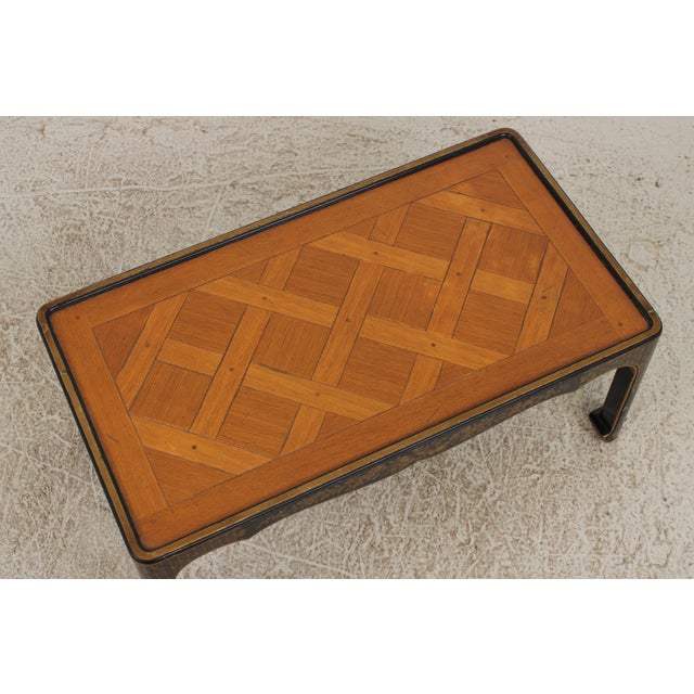 Baker Chinoiserie Black and Gold Parquet Chinese Style Coffee Table For Sale In Philadelphia - Image 6 of 16