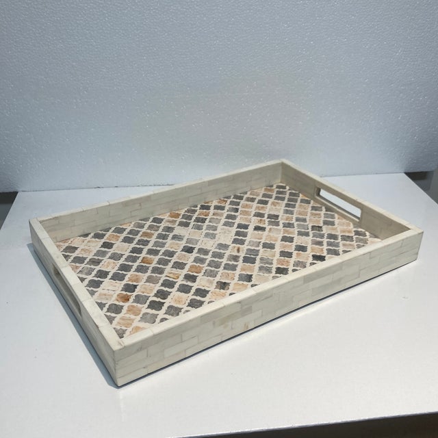 Textile Inlaid Decorative Tray For Sale - Image 7 of 7