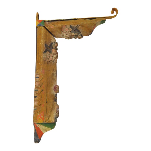Antique Carved Hand Painted Wood Italian Sicillian Donkey Cart Fragment Repurposed Plant Hanger For Sale